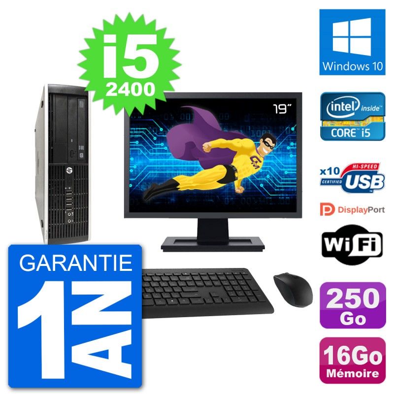 HP Compaq Pro 6300 SFF Desktop PC - 19" Screen, Intel i5-2400, 16GB RAM, 250GB HDD