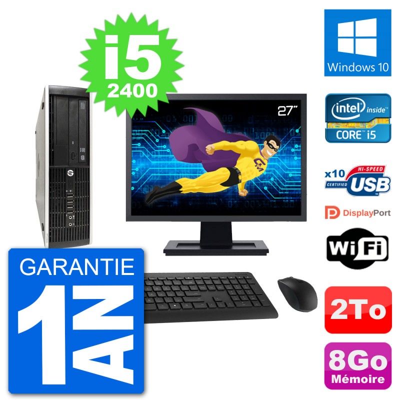 HP Compaq Pro 6300 SFF Desktop PC - 27" Screen, i5-2400, 8GB RAM, 2TB HDD, WiFi