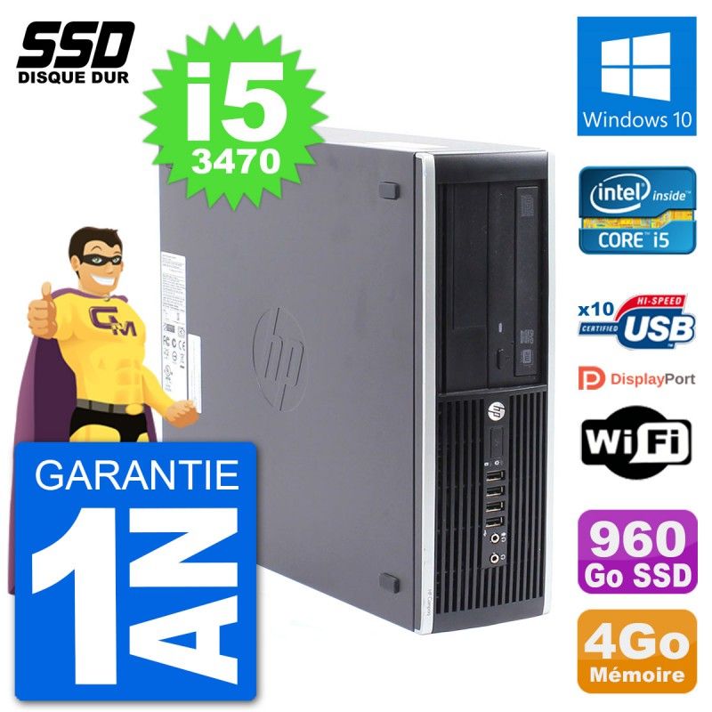 HP Compaq Pro 6300 SFF Desktop PC - Intel i5-3470, 4GB RAM, 960GB SSD, Windows 10, WiFi