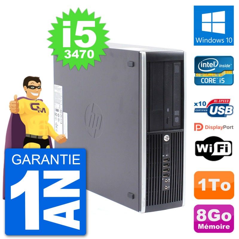 HP Compaq Pro 6300 SFF Desktop PC - Intel i5-3470, 8GB RAM, 1TB HDD, Windows 10, WiFi