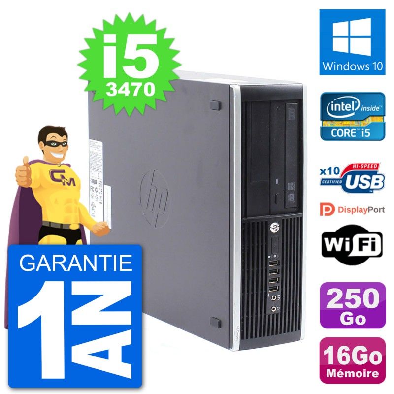 HP Compaq Pro 6300 SFF Desktop PC - Intel i5-3470, 16GB RAM, 250GB HDD, Windows 10, WiFi