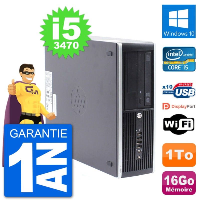 HP Compaq Pro 6300 SFF Desktop Computer - Intel Core i5-3470, 16GB RAM, 1TB HDD, Windows 10, WiFi
