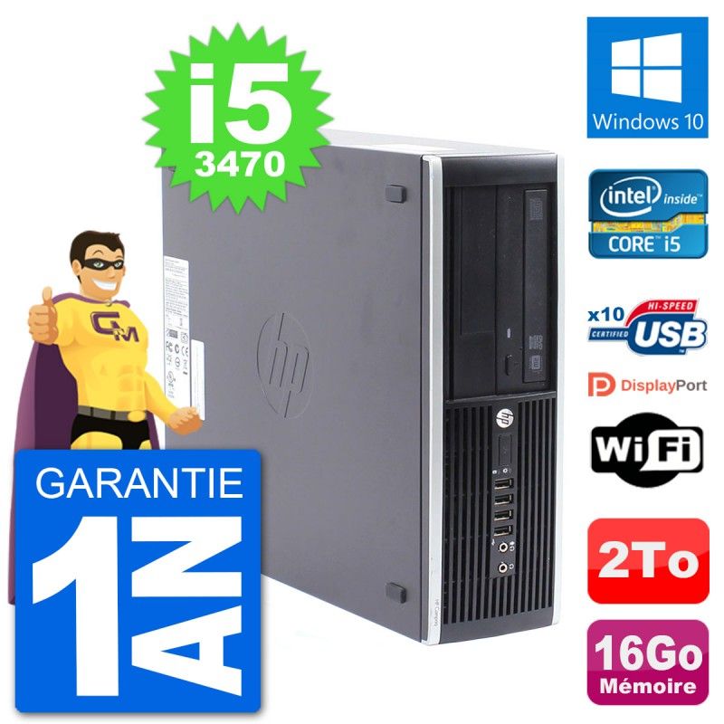 HP Compaq Pro 6300 SFF Desktop PC - Intel i5-3470, 16GB RAM, 2TB HDD, Windows 10, WiFi