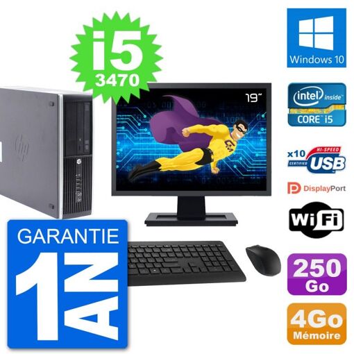 HP Compaq Pro 6300 SFF Desktop PC | 19" Screen | i5-3470 | 4GB RAM | 250GB HDD | Windows 10 | WiFi