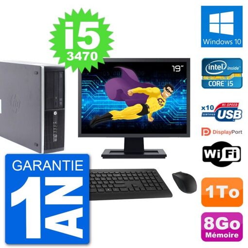 HP Compaq Pro 6300 SFF Desktop PC - 19" Screen, i5-3470, 8GB RAM, 1TB HDD, Windows 10, WiFi