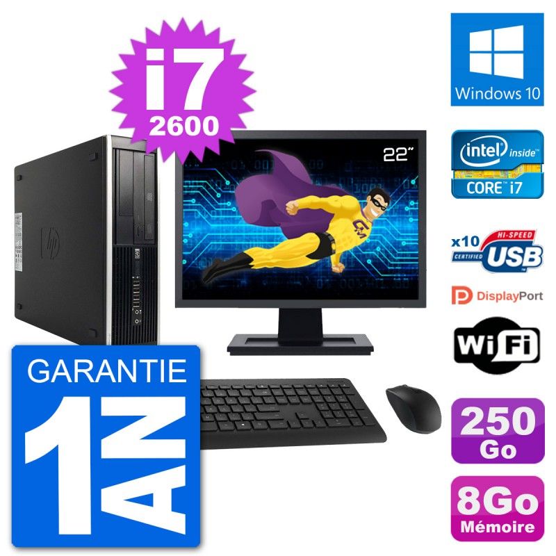 HP Compaq Pro 6300 SFF Desktop PC - 22" Screen, i7-2600, 8GB RAM, 250GB HDD, WiFi