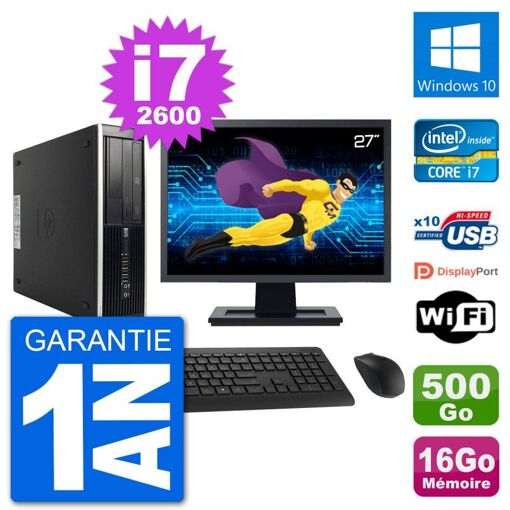 HP Compaq Pro 6300 SFF Desktop PC - 27" Screen, Intel i7-2600, 16GB RAM, 500GB HDD