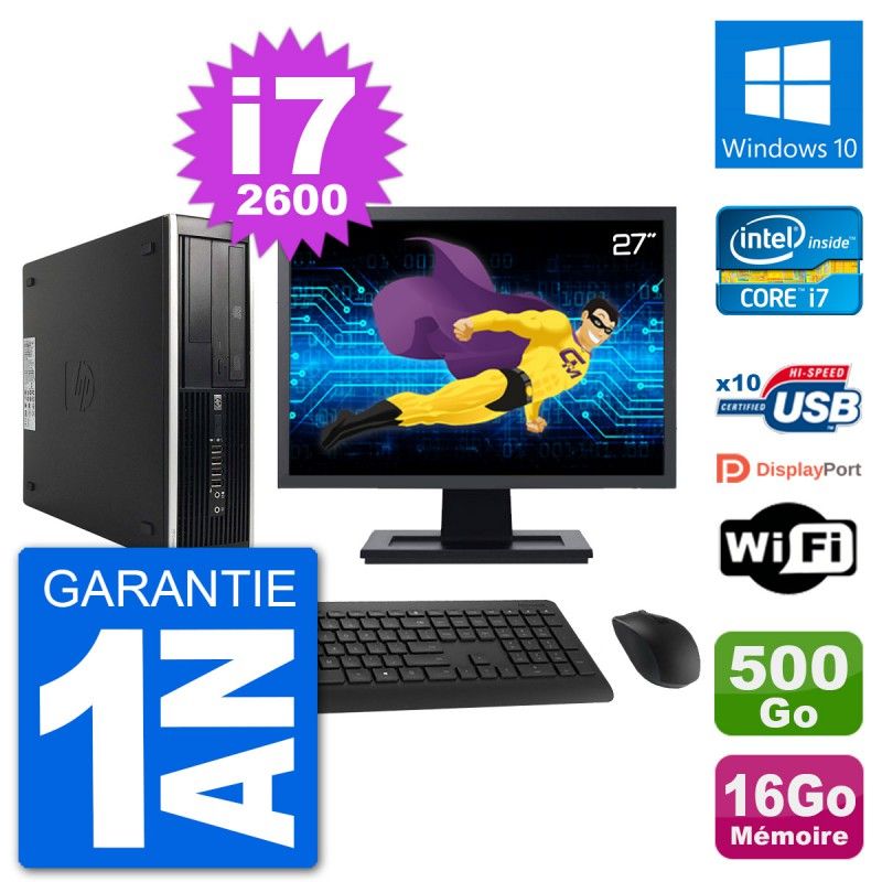 HP Compaq Pro 6300 SFF Desktop PC - 27" Screen, Intel i7-2600, 16GB RAM, 500GB HDD