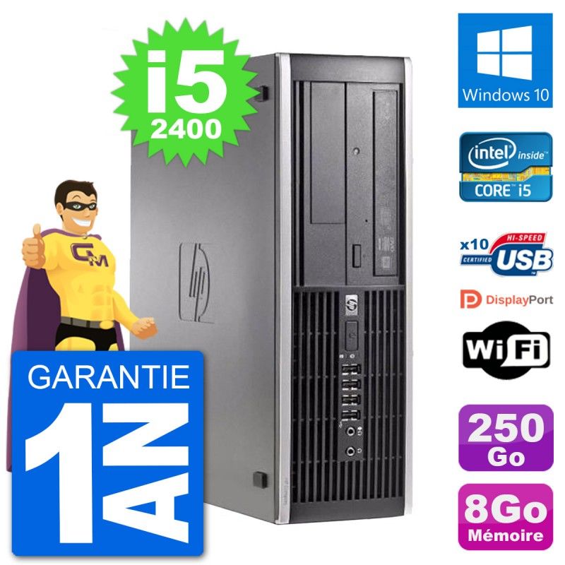 HP Compaq 6200 Pro SFF Desktop PC - Intel i5-2400, 8GB RAM, 250GB HDD, Windows 10, WiFi