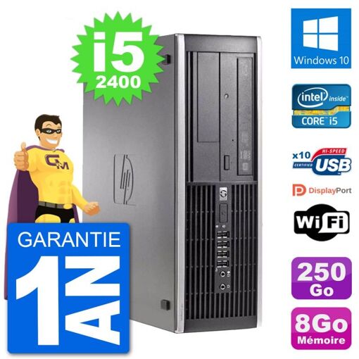 HP Compaq 6200 Pro SFF Desktop PC - Intel i5-2400, 8GB RAM, 250GB HDD, Windows 10, WiFi