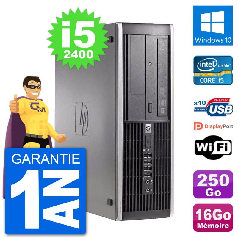 Ordinateur de bureau HP Compaq 6200 Pro SFF - Intel Core i5, 16 Go de RAM, 250 Go SSD, Windows 10, Wi-Fi