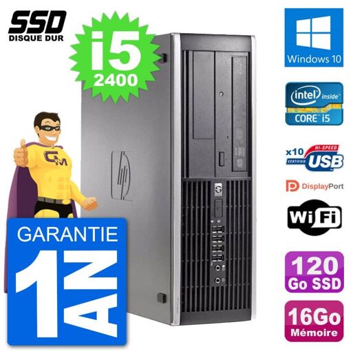 HP Compaq 6200 Pro SFF PC - Intel i5-2400, 16GB RAM, 120GB SSD, Windows 10, Wifi
