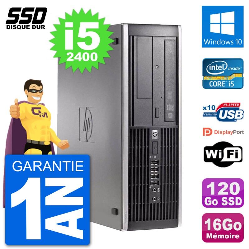PC HP Compaq 6200 Pro SFF con Intel i5-2400, 16GB RAM, 120GB SSD, Windows 10, Wifi