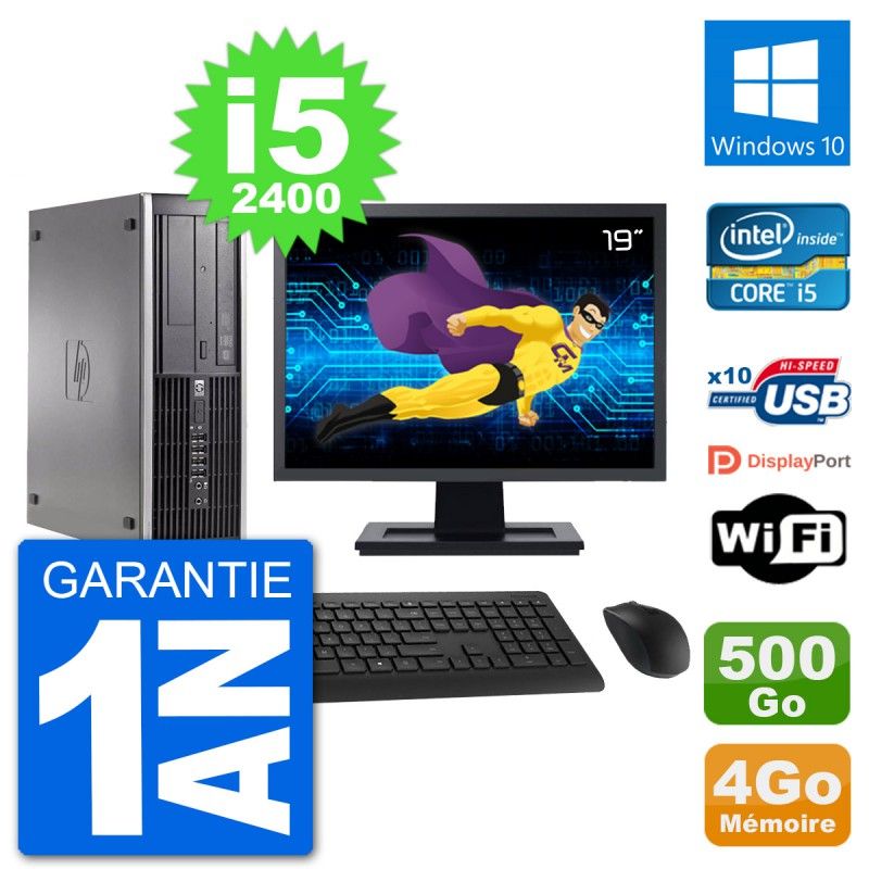 HP Compaq 6200 Pro SFF Computer - 19" Screen, i5-2400, 4GB RAM, 500GB HDD, Windows 10, Wifi