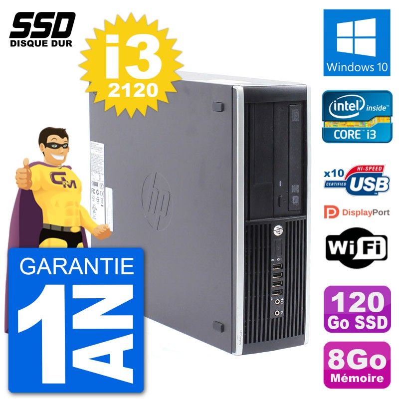 HP Compaq Pro 6300 SFF Desktop PC - Intel i3-2120, 8GB RAM, 120GB SSD, Windows 10, WiFi