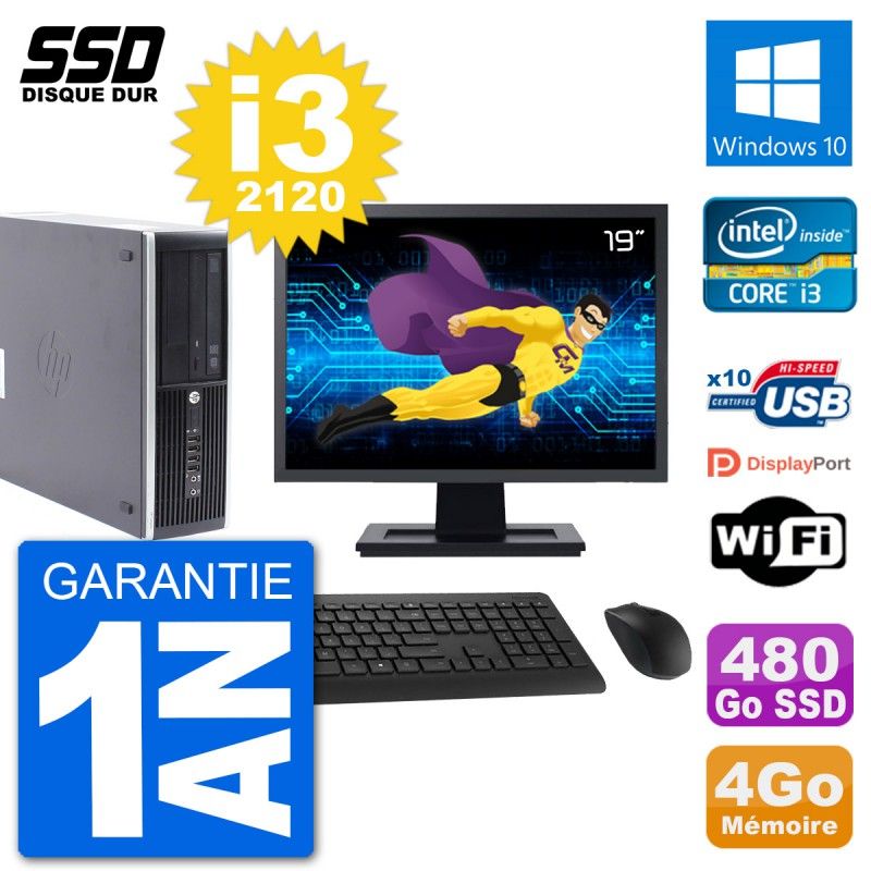 HP Compaq Pro 6300 SFF Desktop PC | Intel Core i3-2120 | 4GB RAM | 480GB SSD | 19" Screen