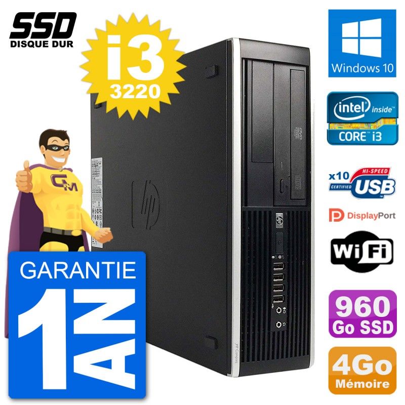 HP Compaq Pro 6300 SFF Desktop PC - Intel i3-3220, 4GB RAM, 960GB SSD, Windows 10, WiFi