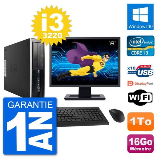 HP Compaq Pro 6300 SFF Desktop PC - 19" Screen, i3-3220, 16GB RAM, 1TB HDD, WiFi