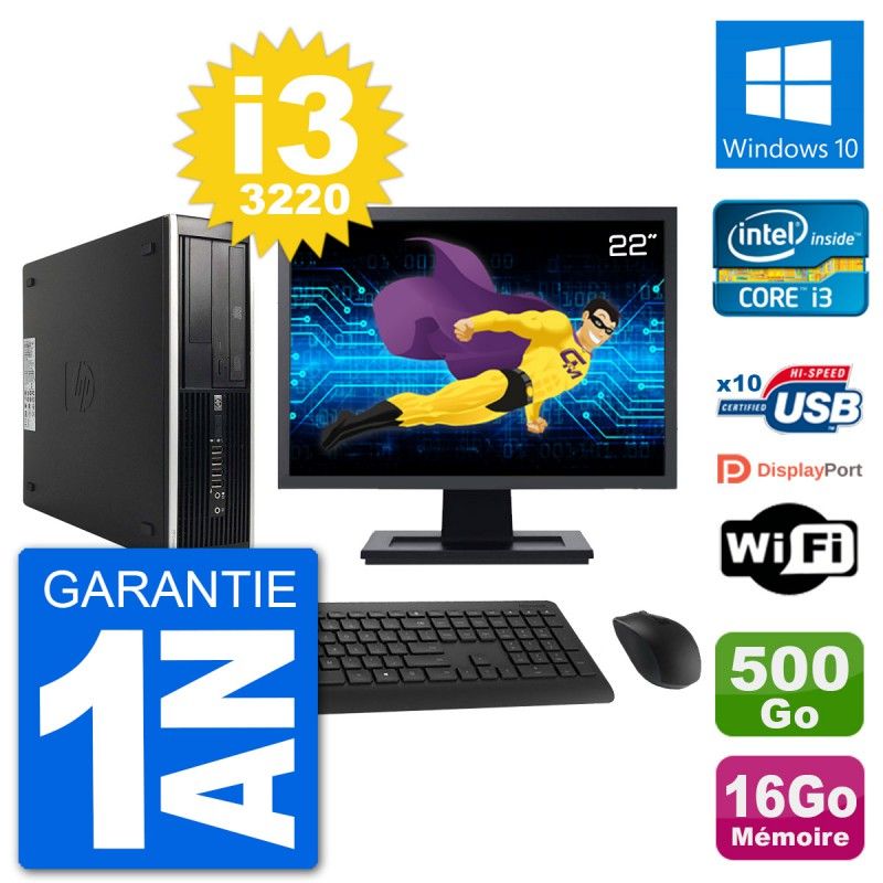 HP Compaq Pro 6300 SFF Desktop Computer | Intel i3-3220 | 16GB RAM | 500GB HDD | 22" Screen