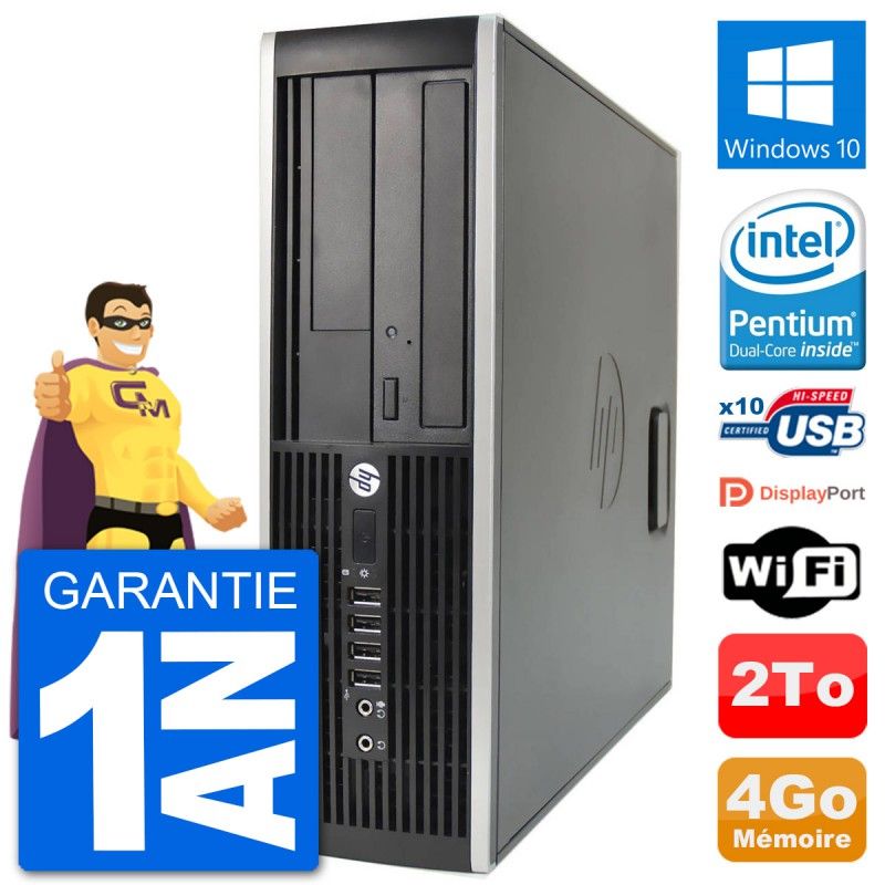 Ordinateur de bureau HP Compaq 6200 Pro SFF - Processeur Intel Pentium Dual-Core G630, 4 Go de RAM, 2 To de disque dur, Windows 10, Wi-Fi