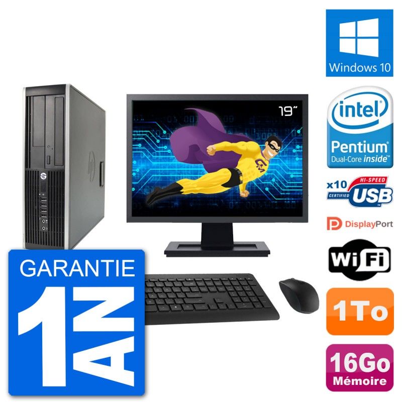HP Compaq 6200 Pro SFF PC - 19" Screen, Intel G630, 16GB RAM, 1TB HDD, Windows 10, WiFi