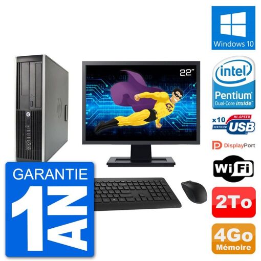 HP Compaq 6200 Pro SFF Desktop Computer - 22" Screen, Intel Pentium G630, 4GB RAM, 2TB Hard Drive, Windows 10, WiFi