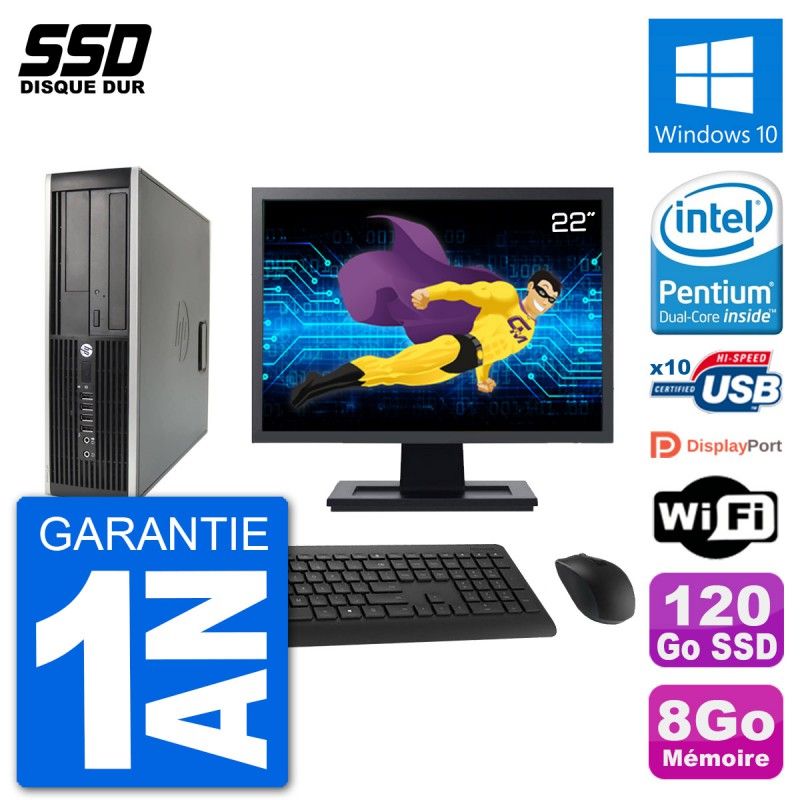 HP Compaq 6200 Pro SFF Desktop Computer - Intel Core i3-2100, 8GB RAM, 120GB SSD, 22" Screen, Windows 10