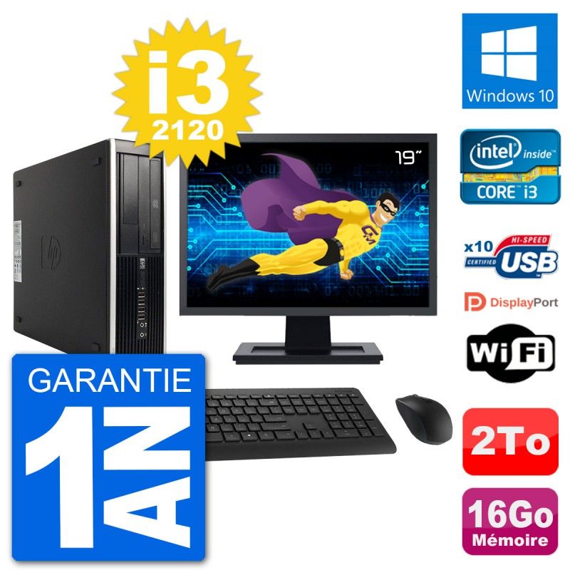 HP Compaq 6200 Pro SFF Desktop PC - 19" Screen, i3-2120, 16GB RAM, 2TB HDD, Windows 10, WiFi