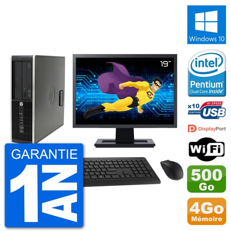 HP Compaq Pro 6300 SFF Desktop PC - 19" Screen, 4GB RAM, 500GB Hard Drive, Windows 10, WiFi