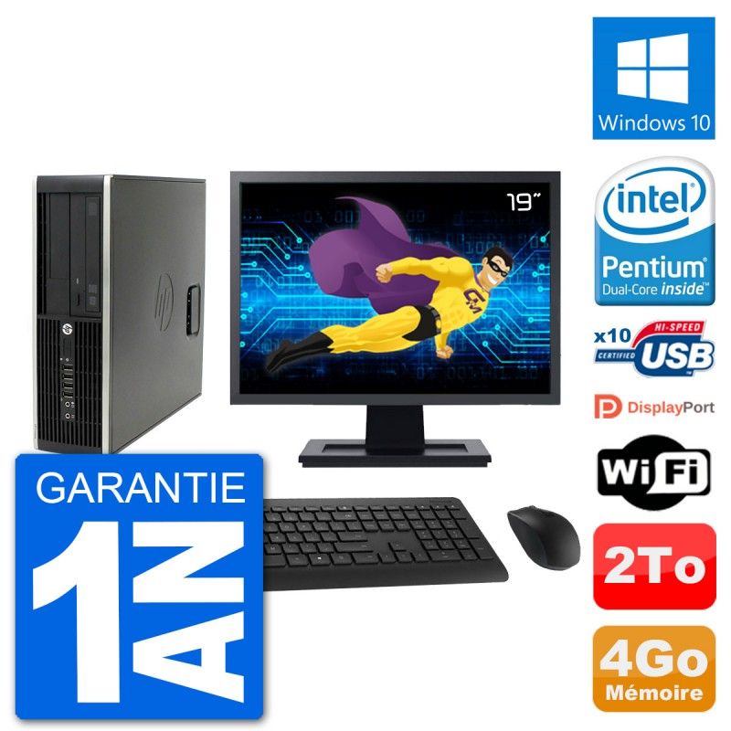 HP Compaq Pro 6300 SFF Desktop PC - 19" Screen, Intel Pentium G630, 4GB RAM, 2TB HDD, Windows 10, WiFi
