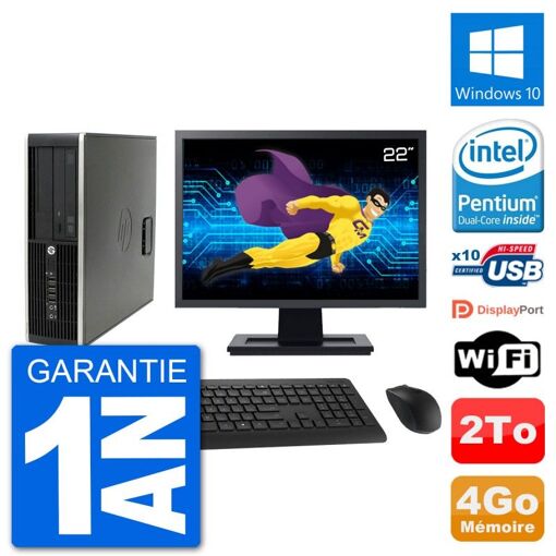 HP Compaq Pro 6300 SFF Desktop PC - 22" Screen, Intel Pentium G630, 4GB RAM, 2TB HDD, Windows 10, WiFi