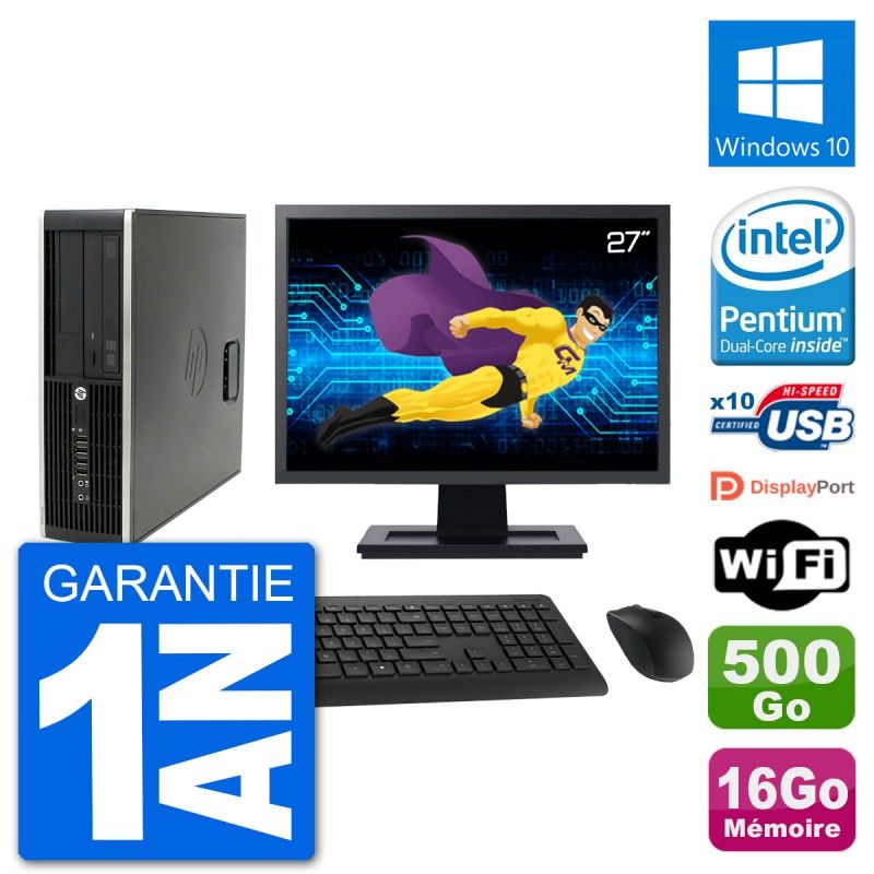 PC de escritorio HP Compaq Pro 6300 SFF | Pantalla de 27'' | 16 GB de RAM | Disco duro de 500 GB | Windows 10 | WiFi