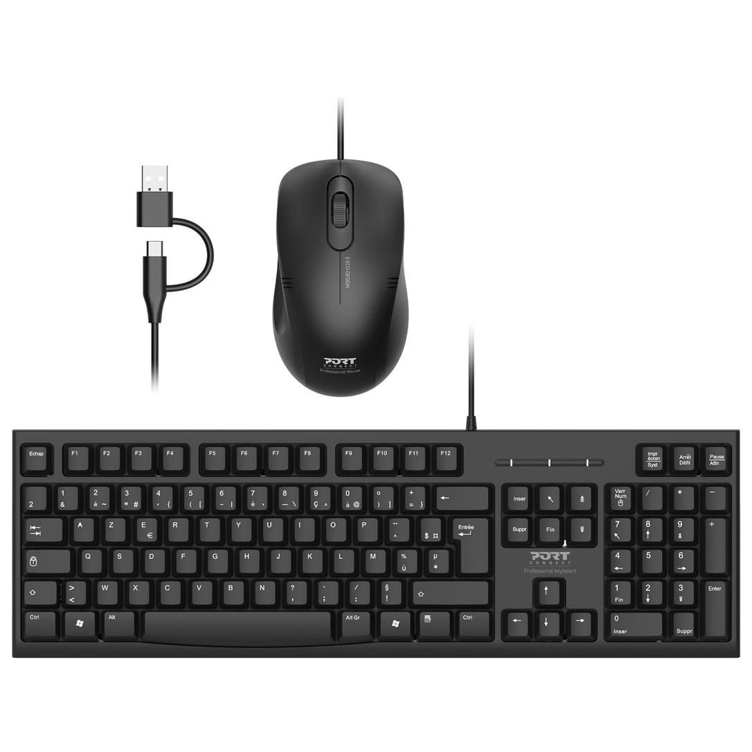 PORT Connect Keyboard and Mouse Set, USB, AZERTY