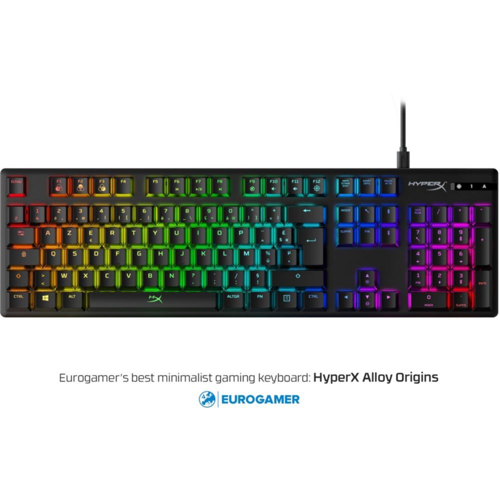 HyperX Alloy Origins Keyboard - RGB Backlit - USB - English - HyperX Red Switches