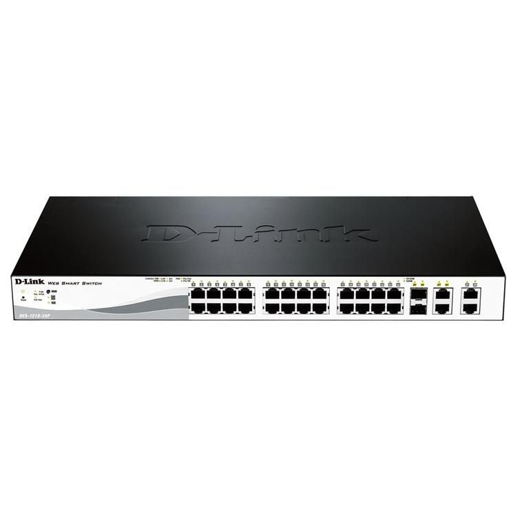 D-Link DES 1210 - Managed Switch - 24x 10/100 + 2x Combined Gigabit SFP + 2x 10/100/1000 - Desktop - PoE