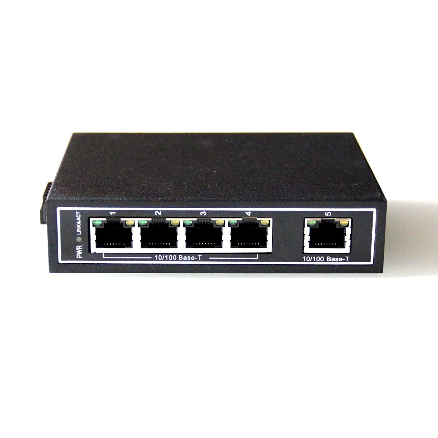 Wiwav 5-Port Industrial Ethernet Switch, 10/100Mbps, Unmanaged, Fanless, -30°C to +75°C