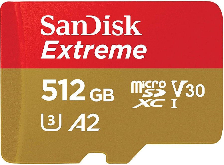 SanDisk Extreme microSDXC 512GB Card + SD Adapter up to 160MB/s, UHS Speed Class 3 (U3), V30