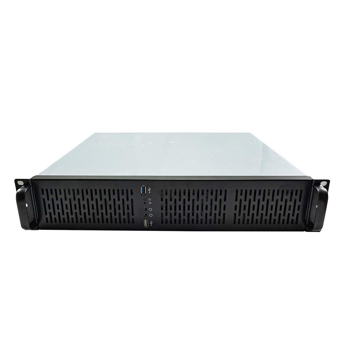 Unykach 19'' 2U Rack Mount Case - Silver/Black with USB 3.0 & USB 2.0 Ports
