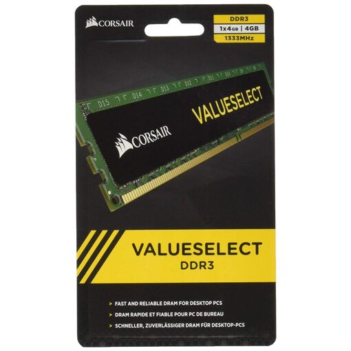 Memoria Corsair 4 GB (1x4 GB) DDR3 1333 MHz CL9 para ordenador de escritorio