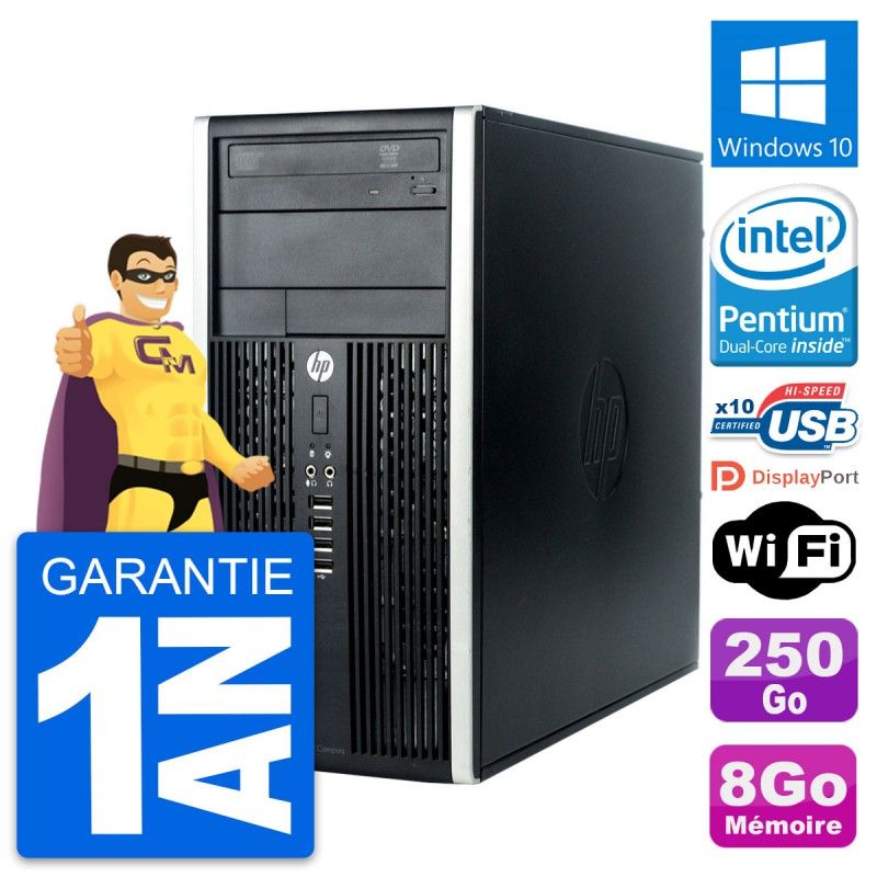 HP Compaq Pro 6300 CMT Desktop PC - Intel Pentium G630 2.7GHz, 8GB RAM, 250GB HDD, Windows 10, WiFi