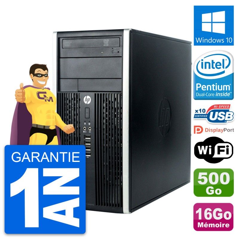 HP Compaq Pro 6300 CMT Desktop PC - Intel Pentium G630 2.7GHz, 16GB RAM, 500GB HDD, Windows 10, WiFi