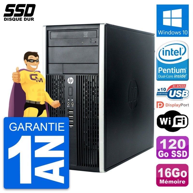 HP Compaq Pro 6300 Micro Tower - Intel Pentium G630 2.7GHz, 16GB RAM, 120GB SSD, Windows 10, WiFi