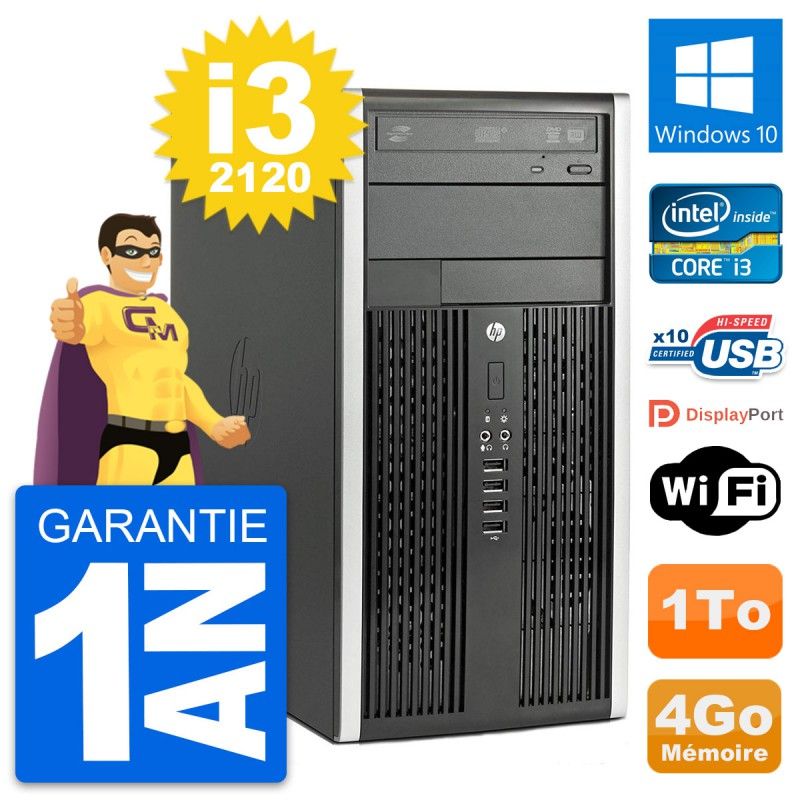 HP Compaq Pro 6300 CMT Intel i3-2120 4GB RAM 1TB HDD Windows 10 WiFi PC Mini Tower