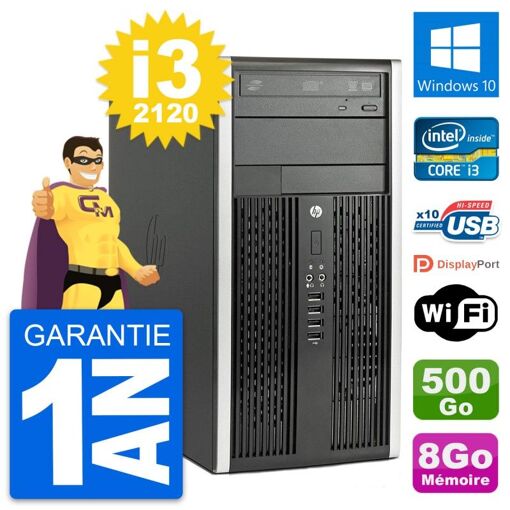 HP Pro 6300 CMT Intel i3-2120 8GB RAM 500GB HDD Windows 10 WiFi PC