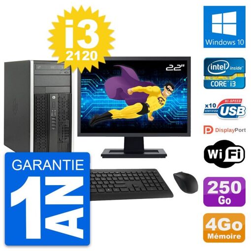 HP Compaq Pro 6300 CMT 22-inch i3-2120 4GB RAM 250GB HDD Windows 10 WiFi All-in-One PC