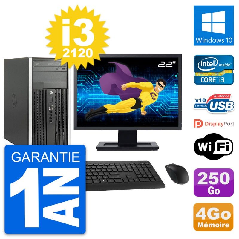 HP Compaq Pro 6300 CMT 22-inch i3-2120 4GB RAM 250GB HDD Windows 10 WiFi All-in-One PC