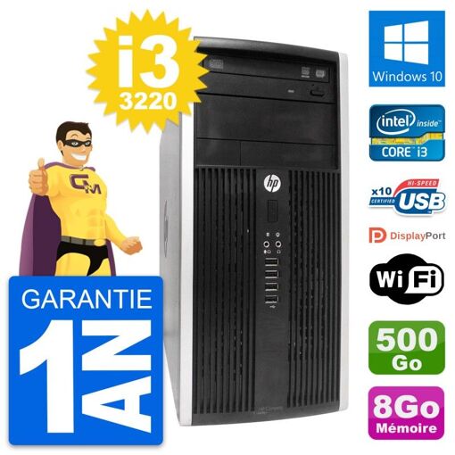 PC de escritorio HP Compaq Pro 6300 CMT Intel i3-3220 8GB RAM 500GB HDD Windows 10 Wifi