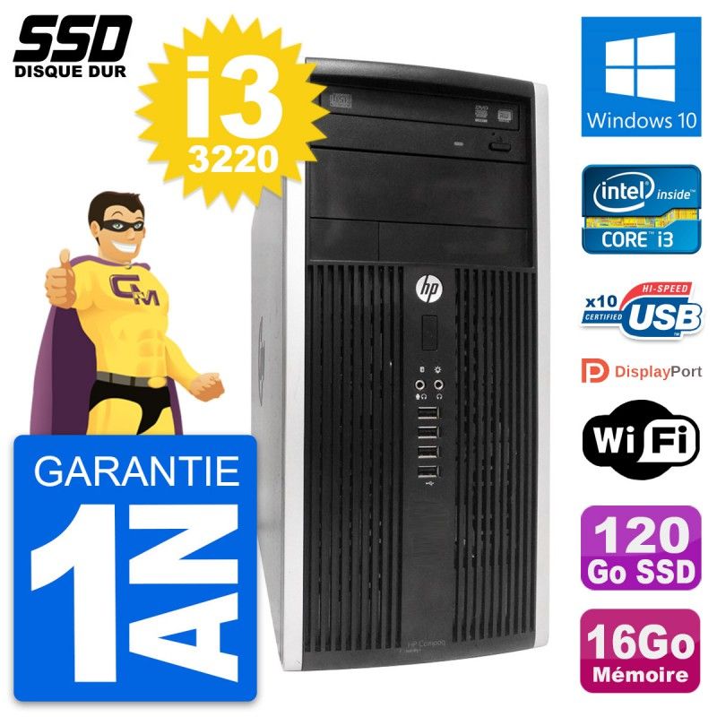 HP Compaq Pro 6300 CMT Intel i3-3220 16GB RAM 120GB SSD Windows 10 Laptop