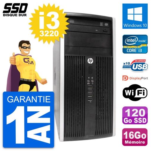 Laptop HP Compaq Pro 6300 CMT con procesador Intel Core i3-3220, 16GB de RAM y 120GB de SSD