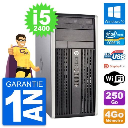 HP Pro 6300 CMT Intel i5-2400 4GB RAM 250GB HDD Windows 10 Wifi Desktop PC